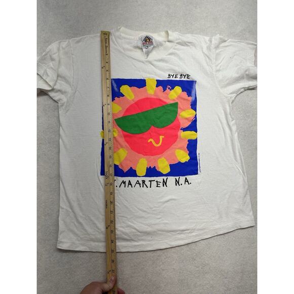 Vintage T Shirt Neon St Maarten NA Fluorescent 1990 Bye‎ Bye Medium - Picture 8 of 10